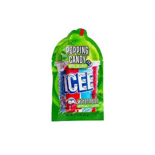 Popping Candy With Lollipop Icee Watermelon Artifically Flavored 15 g - Popping Candy With Lollipop Icee Watermelon Artifically Flavored 15 g