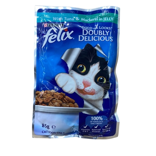 Purina Felix Adult Cat Food With Tuna & Mackerel In Jelly 85 g - Purina Felix Adult Cat Food With Tuna & Mackerel In Jelly 85 g