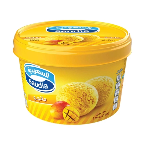 Saudia Mango Ice Cream Tub 500 ml - Saudia Mango Ice Cream Tub 500 ml