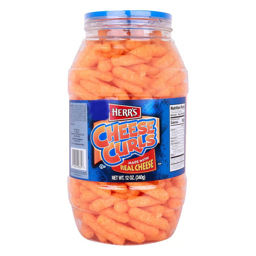 Herrs Curls Cheese Barrels Chips 340 g - Herrs Curls Cheese Barrels Chips 340 g