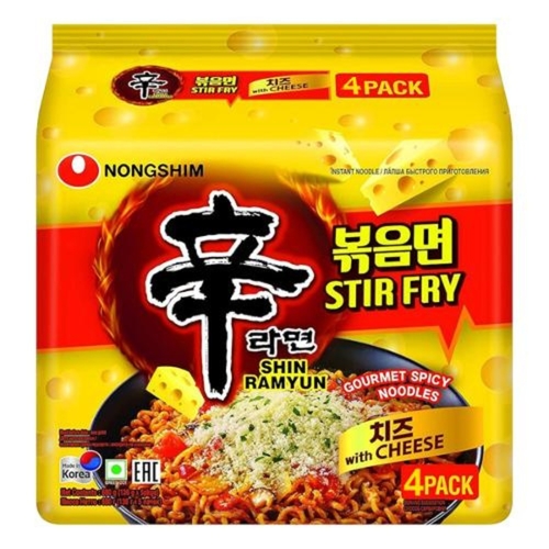 Nongshim Shin Ramyun Stir Fry with Cheese Spicy Noodles 5 PCS X 136 g - Nongshim Shin Ramyun Stir Fry with Cheese Spicy Noodles 5 PCS X 136 g