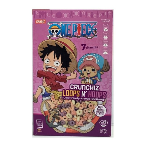 Kandiz One Piece Loops N Hoops Strawberry & Vanilla Cereals 375 g - Kandiz One Piece Loops N Hoops Strawberry & Vanilla Cereals 375 g