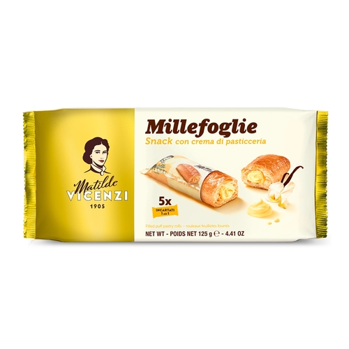 Matilde Vicenzi Millefoglie Cream Filled Puff Pastry Rolls 125 g - Matilde Vicenzi Millefoglie Cream Filled Puff Pastry Rolls 125 g