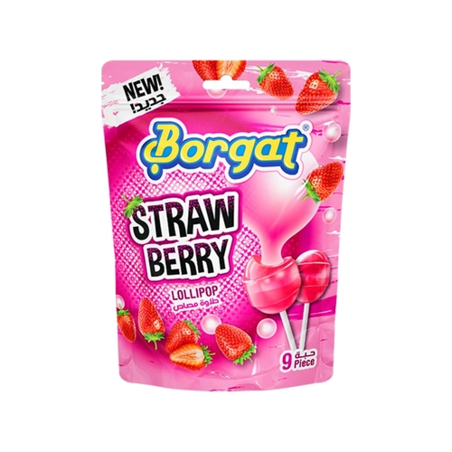 Borgat 3D Strawberry Lollipop 9 PCS X 18 g - Borgat 3D Strawberry Lollipop 9 PCS X 18 g