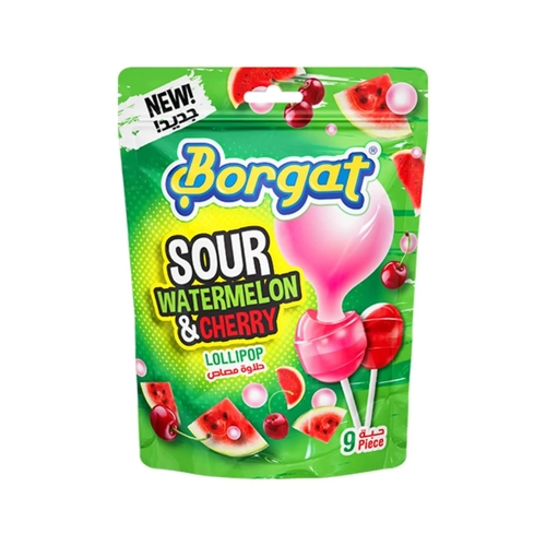 Borgat Sour Watermelon & Cherry Lollipop 9 PCS X 18 g - Borgat Sour Watermelon & Cherry Lollipop 9 PCS X 18 g