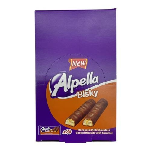 Alpella Bisky Milk Chocolate Coated Biscuit With Caramel 24 PCS X 20 g - Alpella Bisky Milk Chocolate Coated Biscuit With Caramel 24 PCS X 20 g