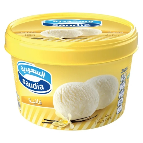Saudia Vanilla Ice Cream Tub 500 ml - Saudia Vanilla Ice Cream Tub 500 ml