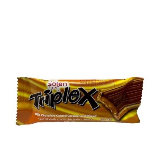 Solen Triplex Milk Chocolate Coated Caramel And Biscuit 20 g - Solen Triplex Milk Chocolate Coated Caramel And Biscuit 20 g