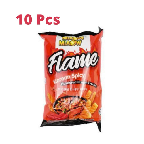 MIAOW MIAOW Flame Korean Spicy Prawn Crackers 10 PCS X 50 g - MIAOW MIAOW Flame Korean Spicy Prawn Crackers 10 PCS X 50 g