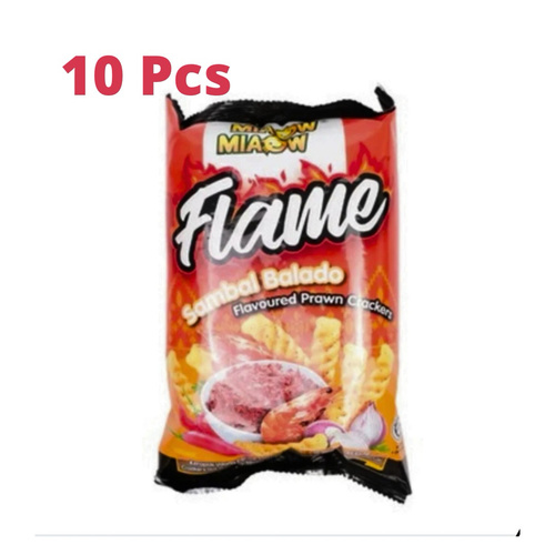 MIAOW MIAOW Flame Sambal Balado Korean Prawn Crackers 10 PCS X 50 g - MIAOW MIAOW Flame Sambal Balado Korean Prawn Crackers 10 PCS X 50 g