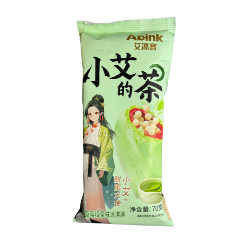 Ice Cream Abink Strawberry Green Tea Flavored 70 g - Ice Cream Abink Strawberry Green Tea Flavored 70 g