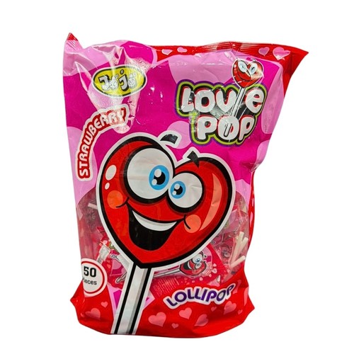 JoJo Lollipop Love Pop Strawberry 50 Pcs X 14 g - JoJo Lollipop Love Pop Strawberry 50 Pcs X 14 g