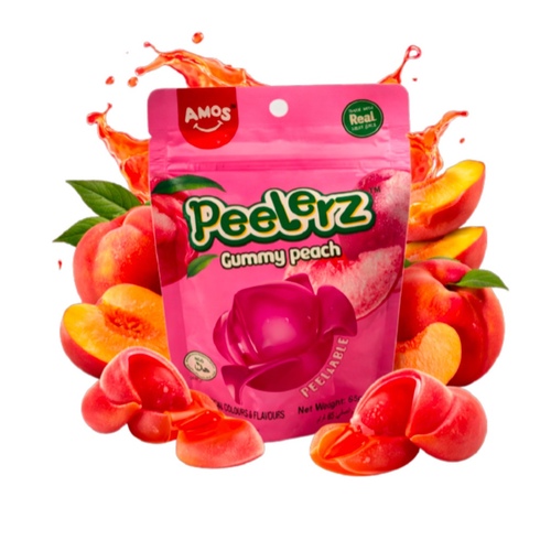 Happy Basket Grocery - Amos Peelerz Gummy Candy Peach Peelable 65 g - Amos Peelerz Gummy Candy Peach Peelable 65 g