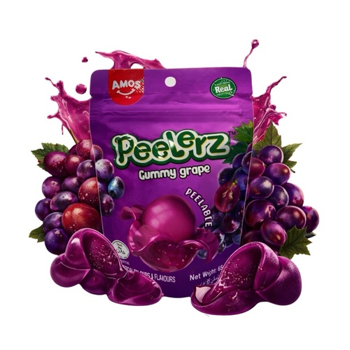 بقالة هابي باسكت - اموس بيلرز حلوى جيلي بنكهة العنب قابلة للتقشير 65 غم - اموس بيلرز حلوى جيلي بنكهة العنب قابلة للتقشير 65 غم