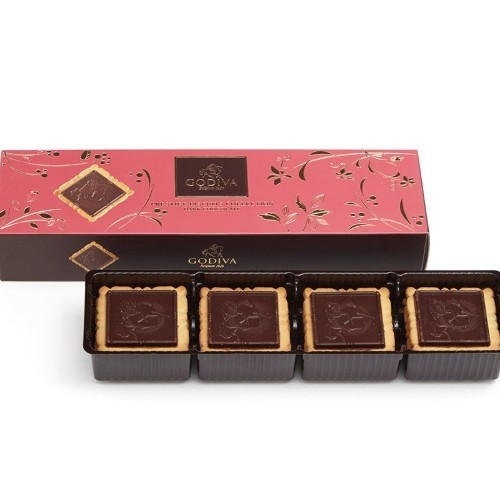 Prestige Biscuit Dark - A box containing 12 pieces of perfect biscuits covered with Godiva's amazing chocolate.