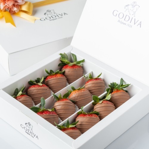 GODIVA CHOCOLATIER - Chocolate Covered Strawberries - Milk/Dark Chocolate Dipped Strawberries, 12/20 pieces ( place your order 1 day in advance)