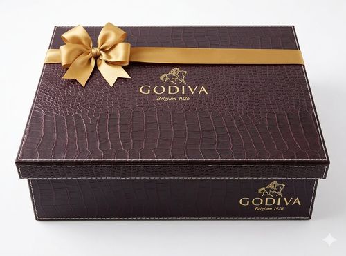 Chocolate Hamper Rectangular - This hamper contains Luxurious Assorted Godiva Chocolate.