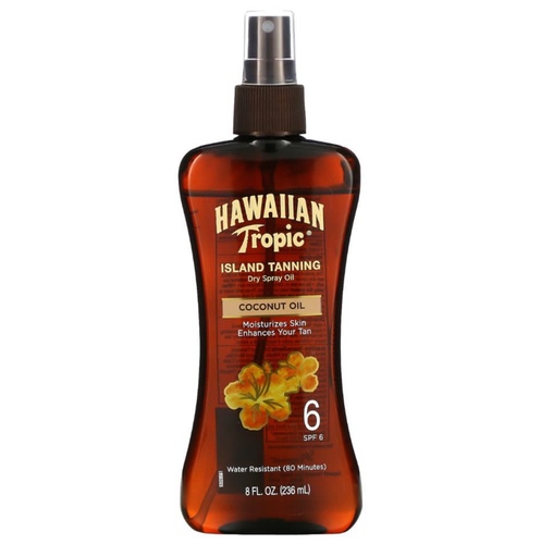 hawaiian trobic island tanning spray oil with coconut oil , spf 6