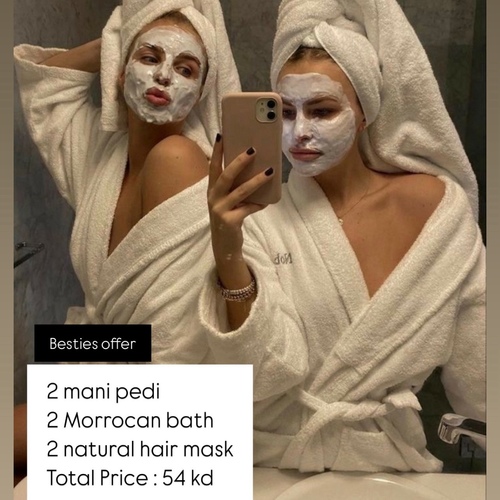 عرض الصديقات طوال ديسمبر - 2 mani pedi  2 morrocan bath  2 natural hair mask  ——————— عرض الصديقات ٢ منكير بدكير  ٢ حمام مغربي  ٢ خلطه طبيعيه