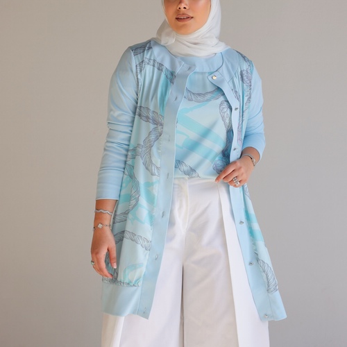 blue hermes twin set