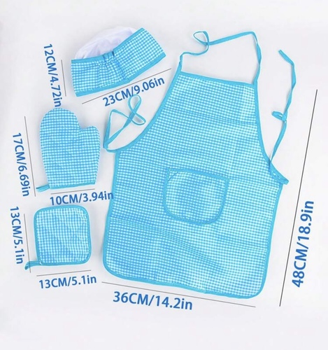 Apron set blue and pink