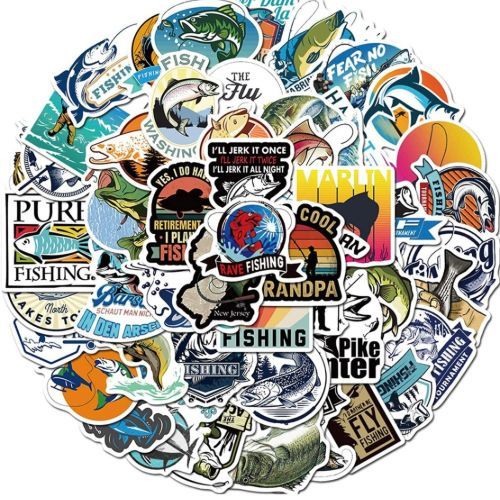 Fishing Stickers - الوصف : waterproof 50 pieces  
size : 5 - 7 cm