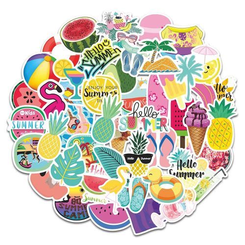 Thewaveskw - Hawaii Summer Stickers - waterproof 50 pieces  
size : 3 - 9 cm