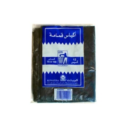 KUWAITINA TRASH BAGS 100 × 70 - 12 black bags 100 cm × 70 cm