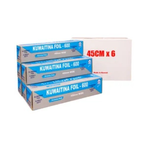 CARTON 6 PCS - KUWAITINA ALUMINIUM FOIL 600 × 45CM - LIGHT BLUE - 6 pieces inside carton × 45 cm 1 roll = 30 meters