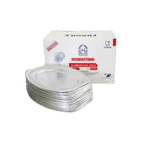 CARTON 100 PCS KUWAITINA ALUMINIUM OVAL PLATE - ( OV1 ) - qty : 100 pcs - top size : 34.9 cm × 24.6 cm - height : 2.4 cm - bottom : 25.7 cm × 16 cm - pure100%