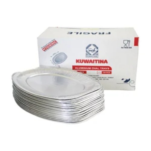 Kuwaitina - CARTON 50 PCS KUWAITINA ALUMINIUM OVAL PLATE - ( OV3 ) - qty : 50 pcs - size : large - pure100%