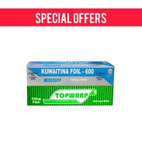 OFFER 2 PCS ( ALUMINIUM FOIL 600 × 45 CM LIGHT BLUE + CLING FILM TOP WRAP 45 CM )