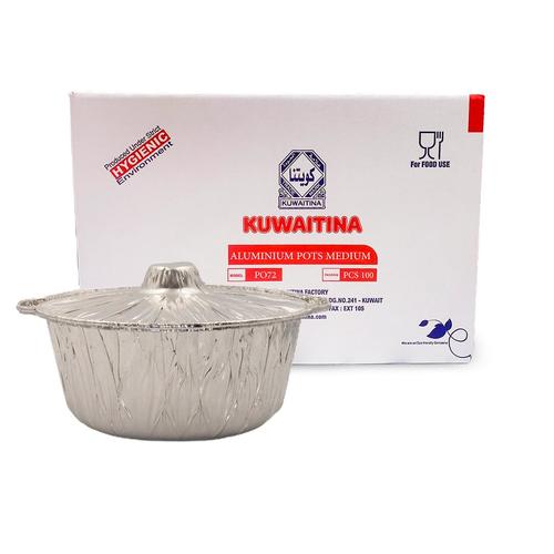 Kuwaitina - CARTON 100PCS ALUMINIUM FOIL POT MEDIUM - P072 - POT SIZE top : 238 mm bottom : 190 mm high : 113 mm capacity : 3750 ml