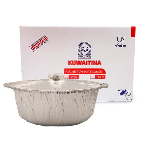 Kuwaitina - CARTON 76 PCS ALUMINIUM FOIL POT LARGE - P073 - POT SIZE top : 280 mm bottom : 228 mm high : 115 mm capacity : 5380 ml