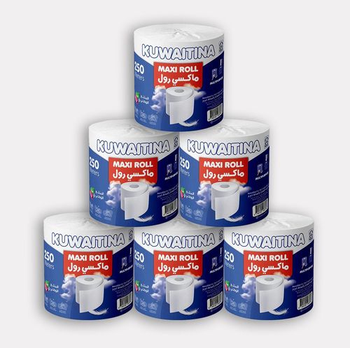 Kuwaitina - CARTON 6 PCS KUWAITINA TISSUE ROLL 250 METERS - 6 rolls - 250 METERS