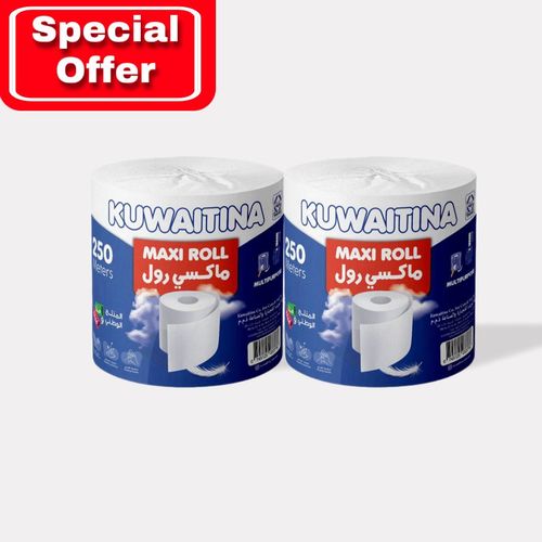 OFFER 2 PCS MAXI ROLL 250 METERS - thick kitchen roll strong layers highly absorbent roll = 250 meters