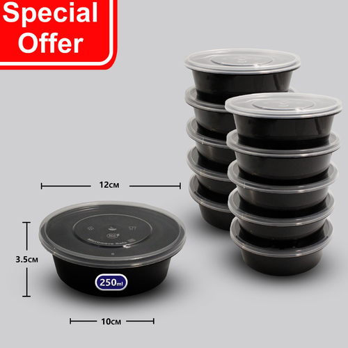 Kuwaitina - PACKET 50 PCS MICROWAVE CONTAINERS 250 ML BLACK