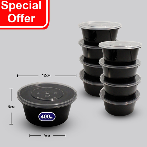 Kuwaitina - PACKET 50 PCS MICROWAVE CONTAINERS 350 ML BLACK