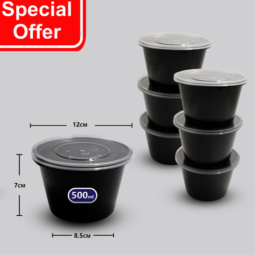 Kuwaitina - PACKET 50 PCS MICROWAVE CONTAINERS 500 ML BLACK