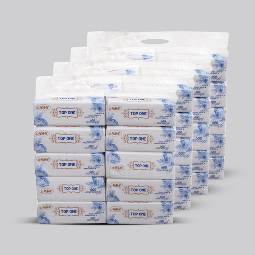 CRTN 40 PCS TOP ONE FACIAL TISSUE 600 SHEETS - 1 bag = 600 sheets - 4 ply paper size : 20 cm × 18 cm soft touch