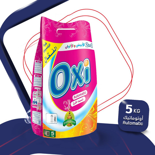 Kuwaitina - OXI AUTOMATIC POWDER DETERGENT 5 KG - ORIENTAL BREEZE - oxi 5 kg for automatic washing machines

components ensure the safety of all clothes without any residue on your clothes

with the power of effective oxygen for white & colors clothes