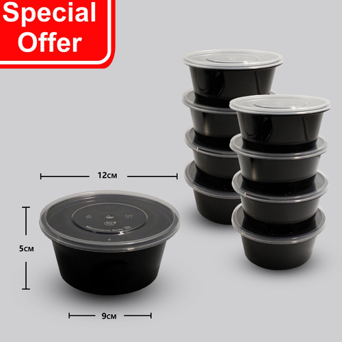 OFFER 50-PCS MICROWAVE CONTAINERS 350 ML BLACK