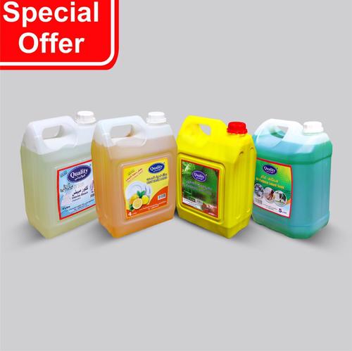 DETERGENTS PACKAGE NO.2 - Gallon Quality all-purpose 5 ltr - mint smell Gallon Quality chlorine bleach 4 ltrs Gallon Quality Antiseptic 4 ltrs - pine smell Gallon Quality dish wash liquid soap 4 ltrs - lemon