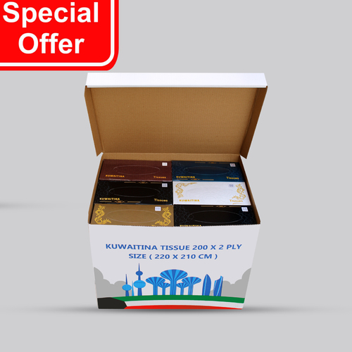 عرض كرتون شد 24 حبة كلينكس علب كويتنا 200 ورقة - 24 علبة - 200 ورقة - طبقتين - جودة عالية - ملمس ناعم - 210 سم × 220 سم