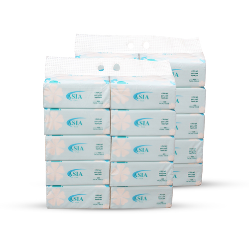 OFFER 20 PCS ASIA FACIAL TISSUE 600 SHEETS - 1 bag = 600 sheets - 4 ply paper size : 20 cm × 18 cm soft touch