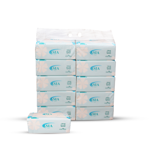 PACKET 10 PCS ASIA FACIAL TISSUE 600 SHEETS - 1 bag = 600 sheets - 4 ply paper size : 20 cm × 18 cm soft touch