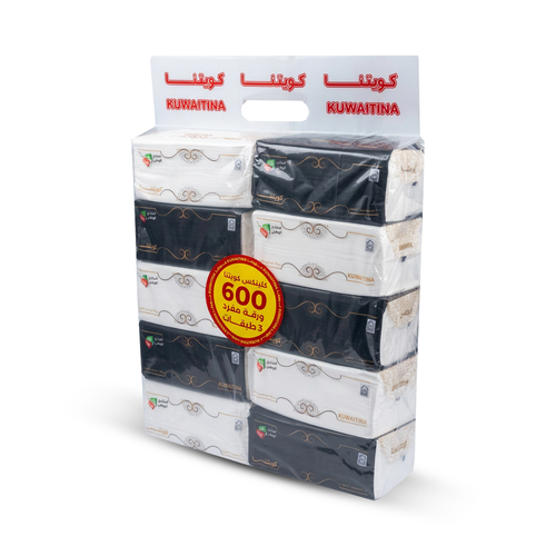PACK OF 10PIECES KUWAITINA FACIAL TISSUE BAGS 600 SHEETS