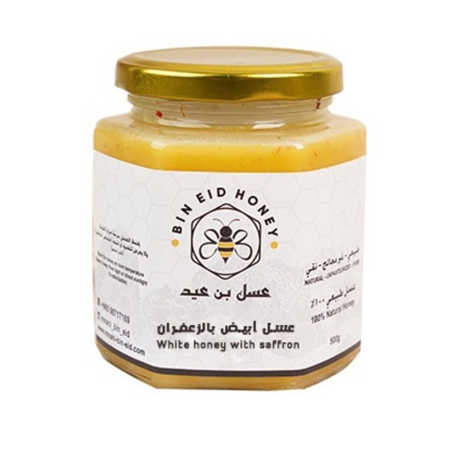 عسل ابيض بالزعفران 500g - - اختبر الجودة العالية والنكهة الفريدة مع العسل الأبيض الممزوج بالزعفران الطبيعي الفاخر.- اجعل تجربة تناول العسل أكثر إثارة مع مزيج من العسل الأبيض الطبيعي المميز والزعفران الفاخر..- تذوق مذاقًا لا يقاوم مع عسل الأبيض الممزوج بالزعفران الفاخر الذي يتميز بنكهة غنية ومميزة.- استمتع بتجربة شيء جديد مع العسل الأبيض وزعفران الطبيعي الذي يعد خيارًا رائعًا للأشخاص الذين يبحثون عن نكهة فريدة ومميزة