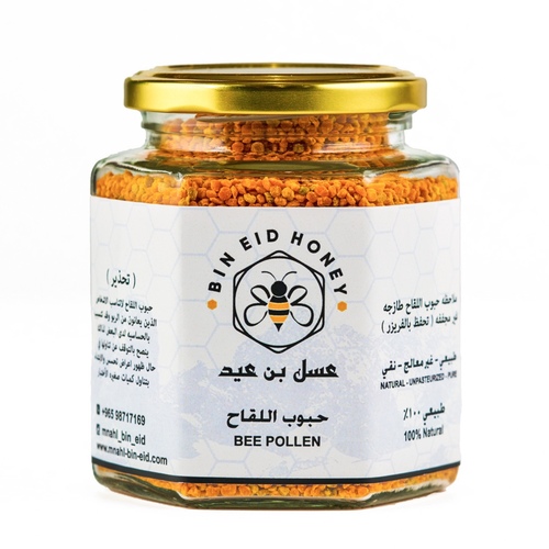 حبوب اللقاح 250g - منتج كويتيتظهر حبوب لقاح النحل على شكل حبيبات برتقالية صفراء صغيرة إلى بنية داكنة أو سوداء. تتميز حبوب اللقاح بمذاق حلو وزهري يختلف باختلاف النباتات التي جمعها النحل منها.
يمكن استخدام حبوب اللقاح بطرق مختلفة، مثل إضافته للشوفان أو الزبادي أو السلطة أو في العصائر أو المشروبات المماثلة.
تعتبر حبوب اللقاح من أحد اهم مصادر الفيتامينات والمعادن ومصدر غني بالأحماض الأمينية، يعطي نشاط وطاقة للجسم وله العديد من الفوائد العلاجية
ملاحظة: يجب مراجعة الطبيب قبل الاستخدام لمن لديهم حساسية موسمية.