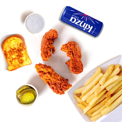 Crazy Chicken - Nashville Tenders - 3 pieces of Nashville Spicy with ranch sauce, brioche bun, fries and a soft drink.